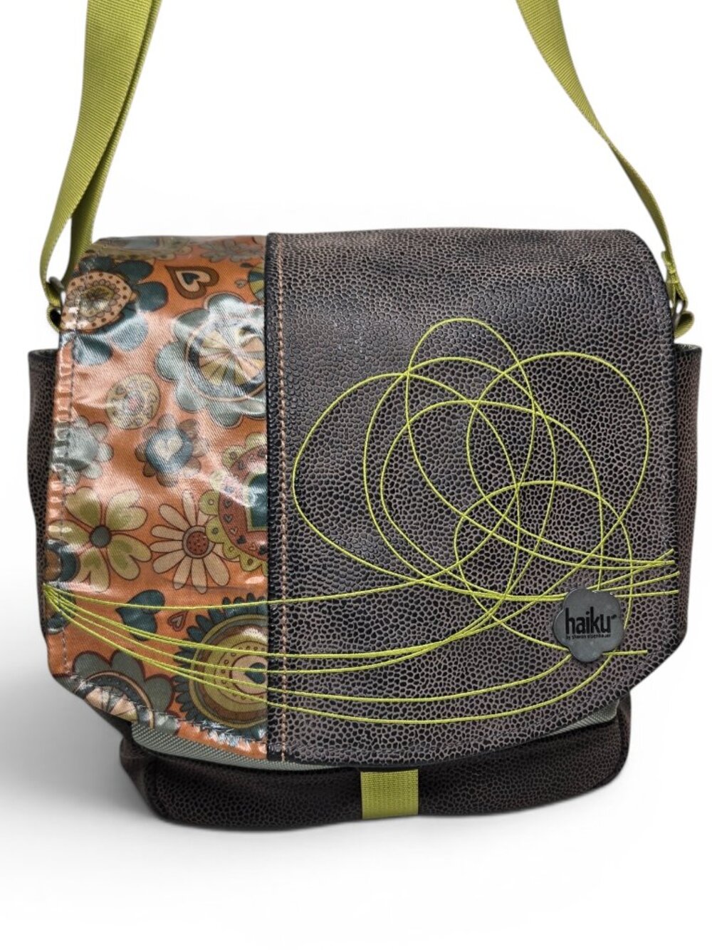 Haiku Vegan Leather Pebble Finish Crossbody Messenger Bag
